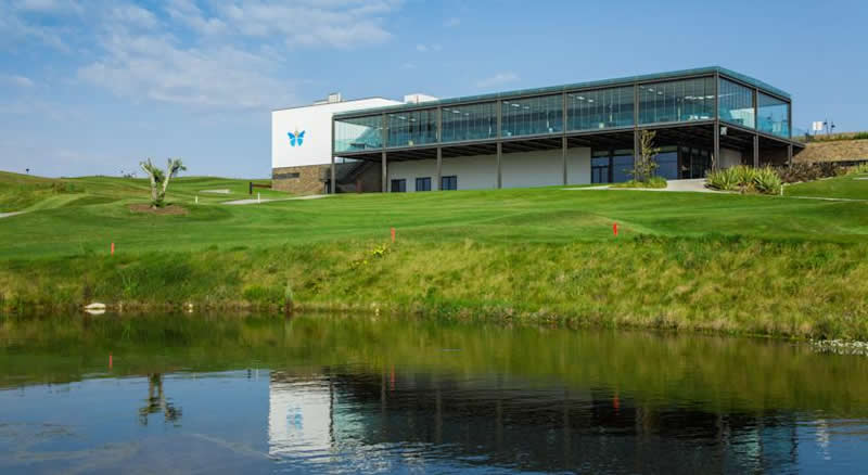 Evolutee Hotel - Royal Obidos Golf Resort a view of the Evolutee Hotel from the royal obidos golf course